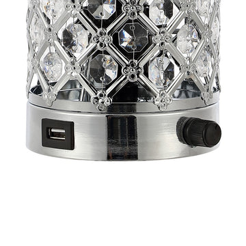 Lucie 9.5" Mid-Century Modern Iron/Acrylic LED Mini Uplight Table Lamp with USB Charging Port and Smart Bulb - JONATHAN Y